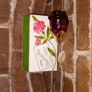Vtg AVON COURTING ROSE MOONWIND COLOGNE in Box RUBY RED GLASS full bottle